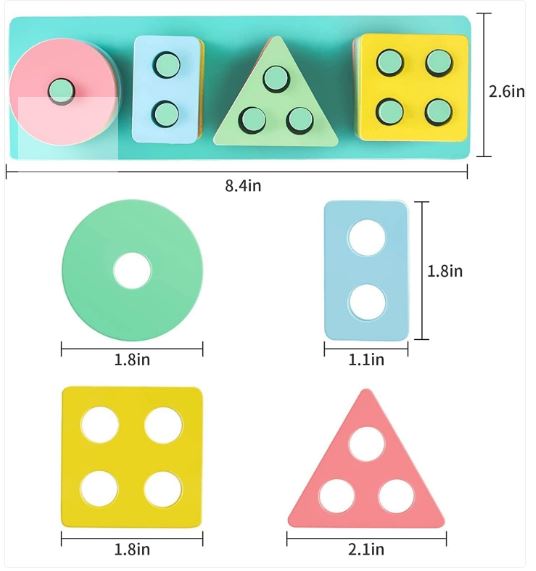 Wooden Montessori Blocks- Sorting & Stacking