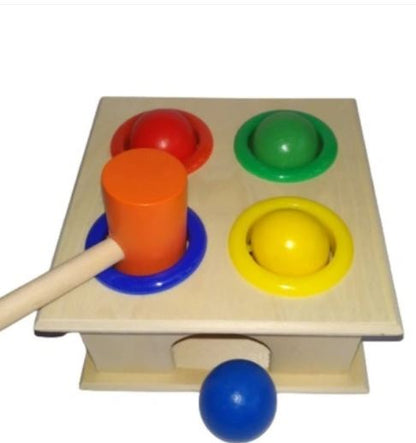 Wooden Hammer Ball Knock Pounding Bench