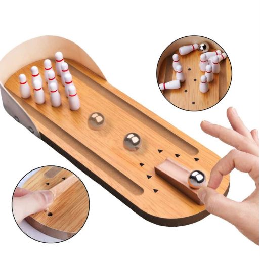 Wooden Mini Desk Top BOWLING GAME