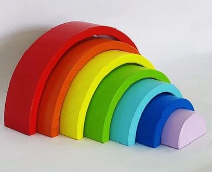 Wooden Rainbow Stacker Toy - 7 Pcs