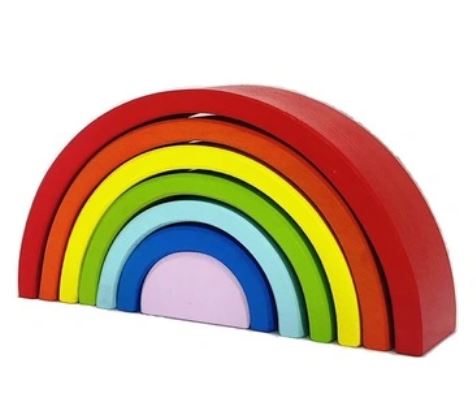 Wooden Rainbow Stacker Toy - 7 Pcs