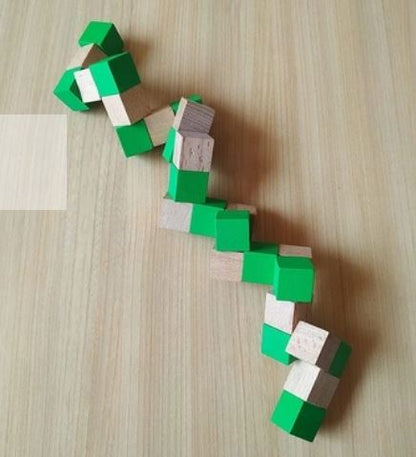 Wooden Snake Brainstorming Puzzle Cube Game